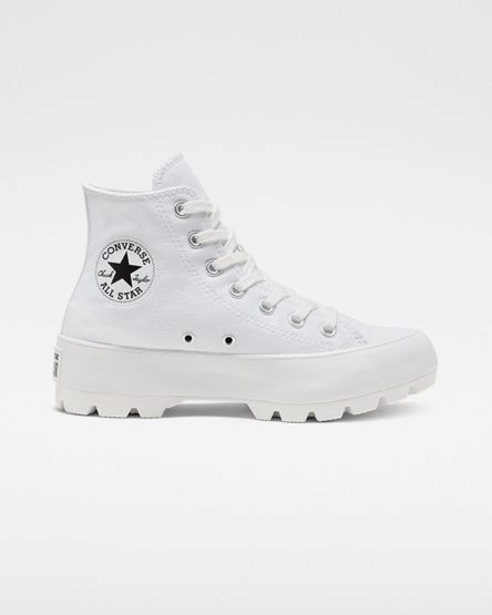 Dámské Boty Vysoké Converse Chuck Taylor All Star Lugged Bílé Černé Bílé | CZ IOJU79